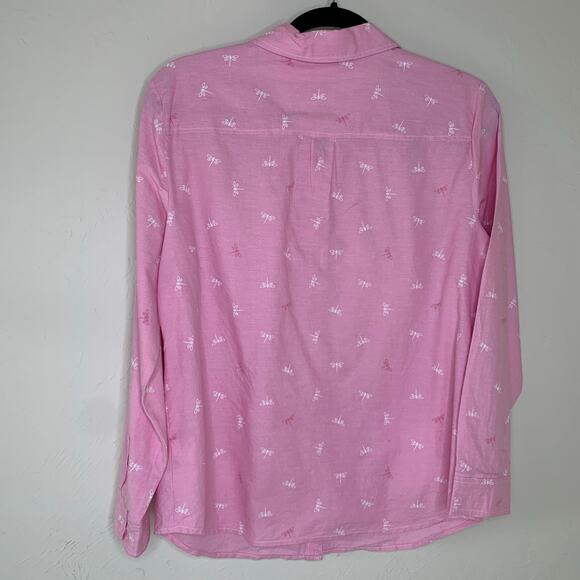 Croft & Barrow Pink Oxford Cotton Shirt Dragonfly Sz Medium - Picture 6 of 9